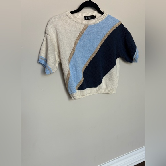 Size S short sleeve tricot - Made in Italy by Alchemia Tricot blue, golden - Picture 3 of 5